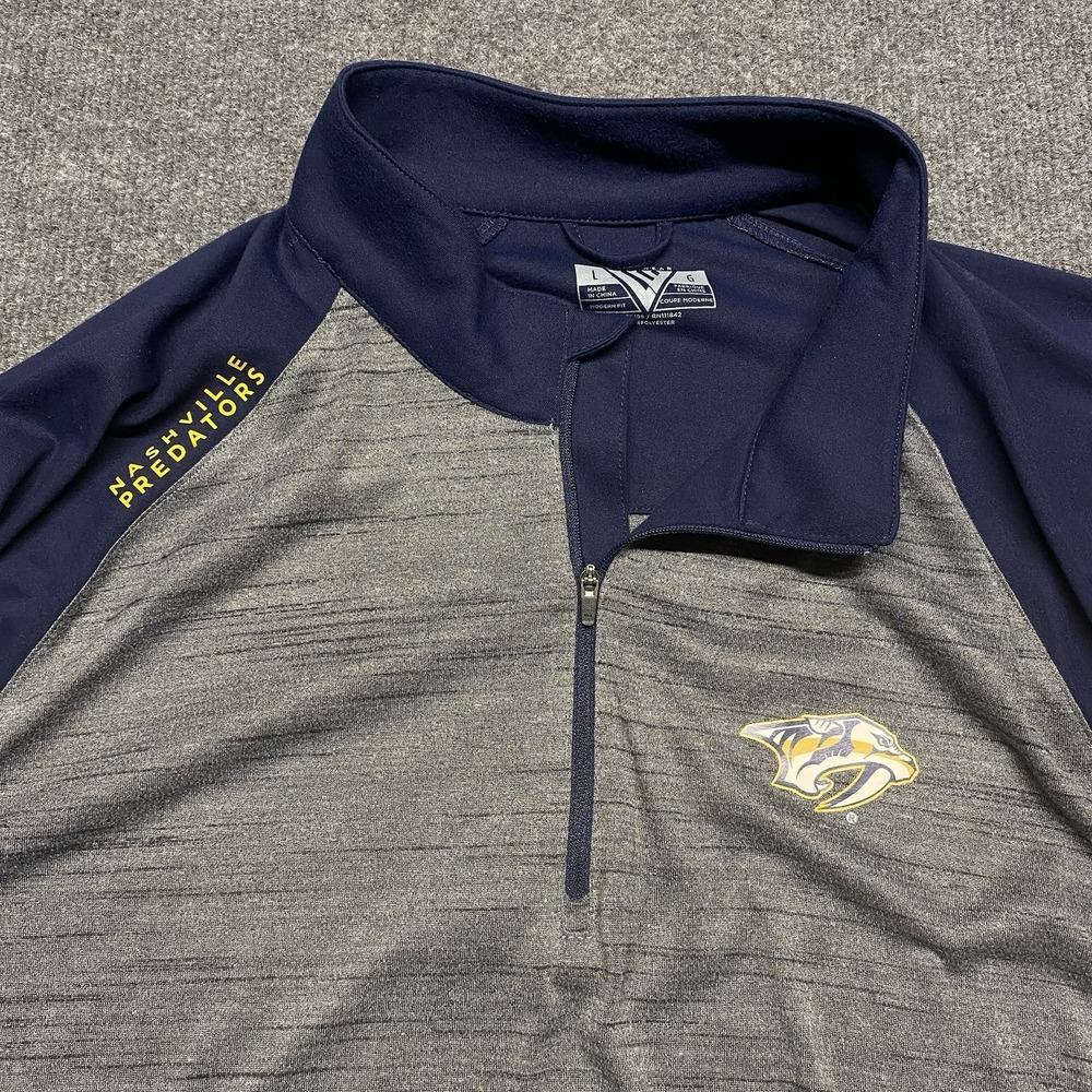NHL Nashville Predators Quarter Zip Navy Blue Mens L Pullover EUC